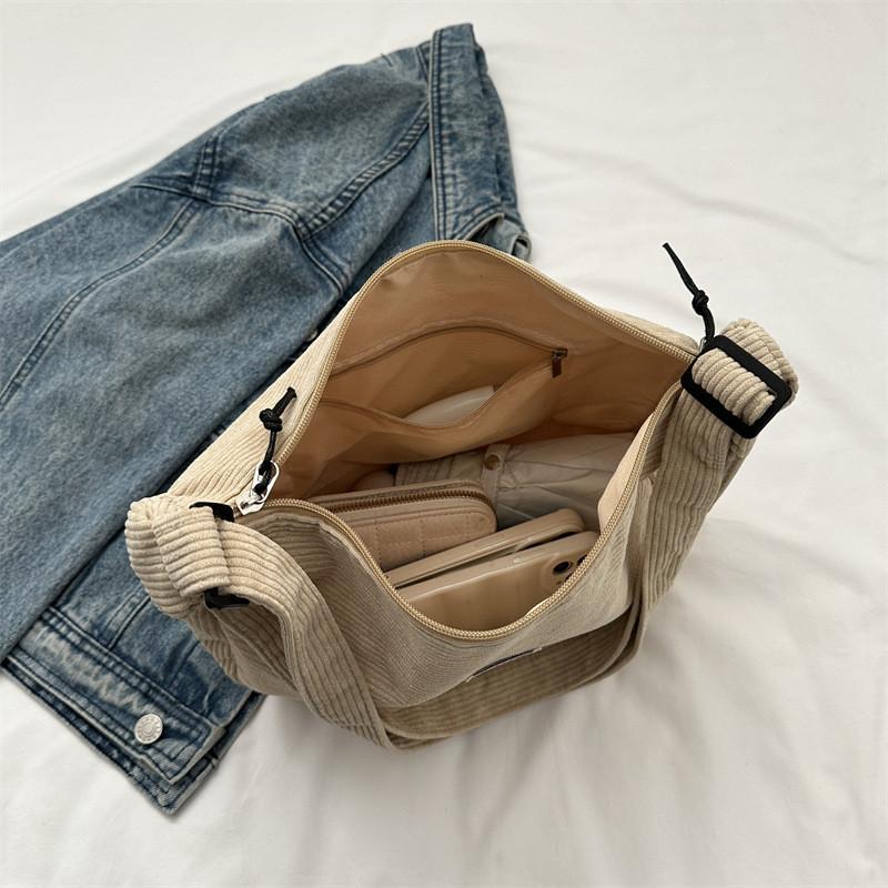 Dango Bag Women Casual Corduroy Large Capacity Shoulder Bag For Daily Use