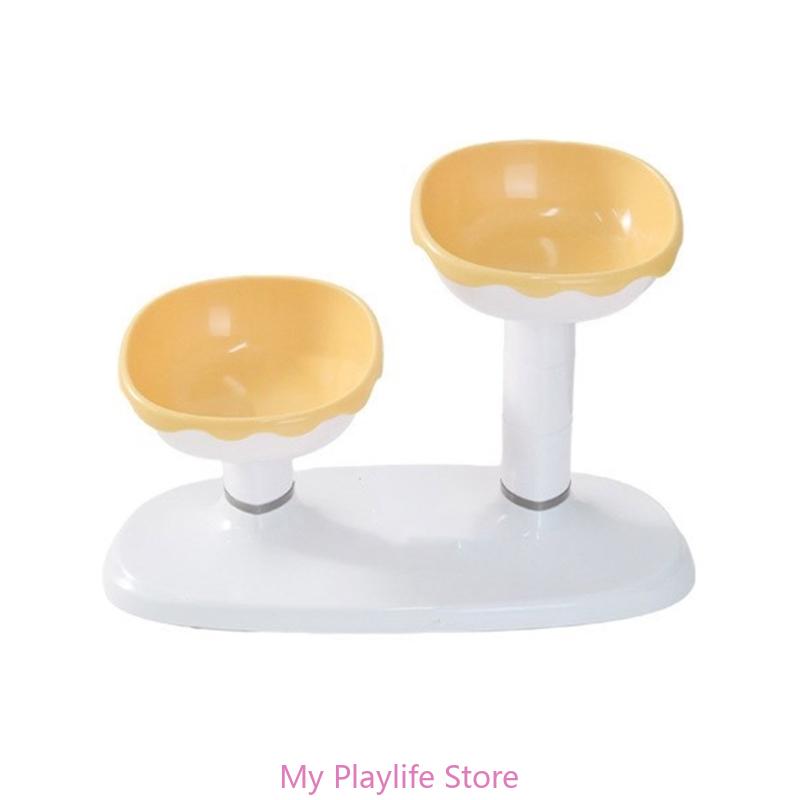 Regulable Pet Bowl Modern Feeding Station Double Bowl Cats and Water Bowl with Stand for Small and Miteltgro Dogs and Cats