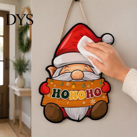 Decorative Hanging Signs Christmas Door Sign, Gnome Shape with Adjustable Hemp Rope, Vintage Tree Decorations Decoration Wall Signs, for Home