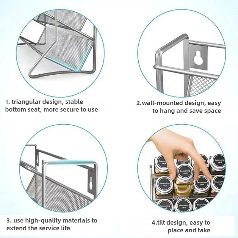 4 Tier Spice Rack Storage Rack Countertop Stand Seasoning Organizer Countertop Spice Storage Holder for Pantry Cabinet Shower