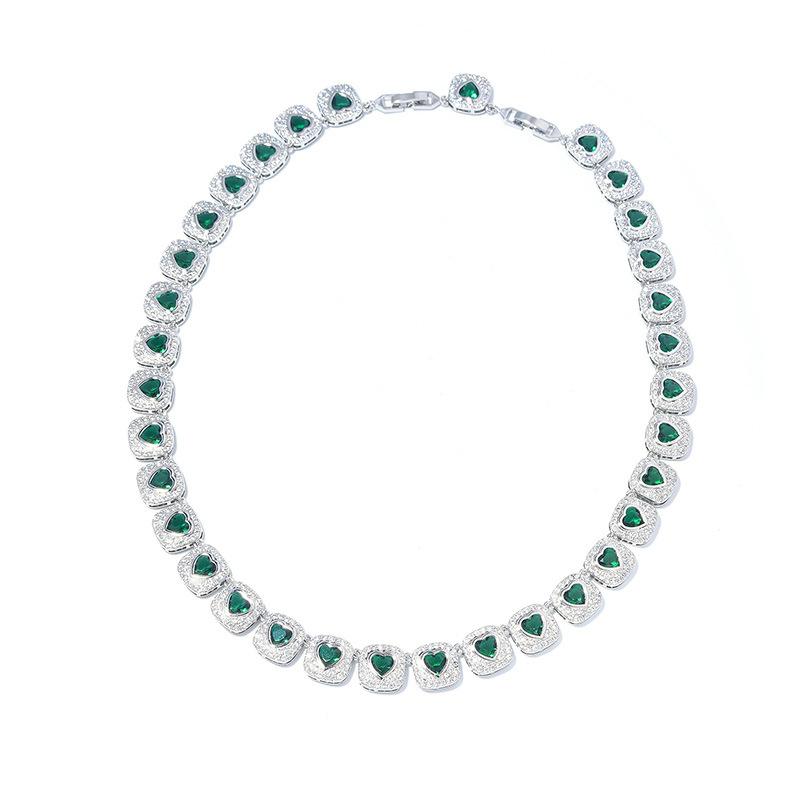 Europeisk och amerikansk ny halsbandstemperament smaragd halsband örhängen armband set klänning zirkon accessoarer