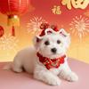 Red Color Horse Year Pet Set Knitted Material Adjustable Design Cat New Year Scarf Comfortable Collar Cartoon Style Pet Scarf