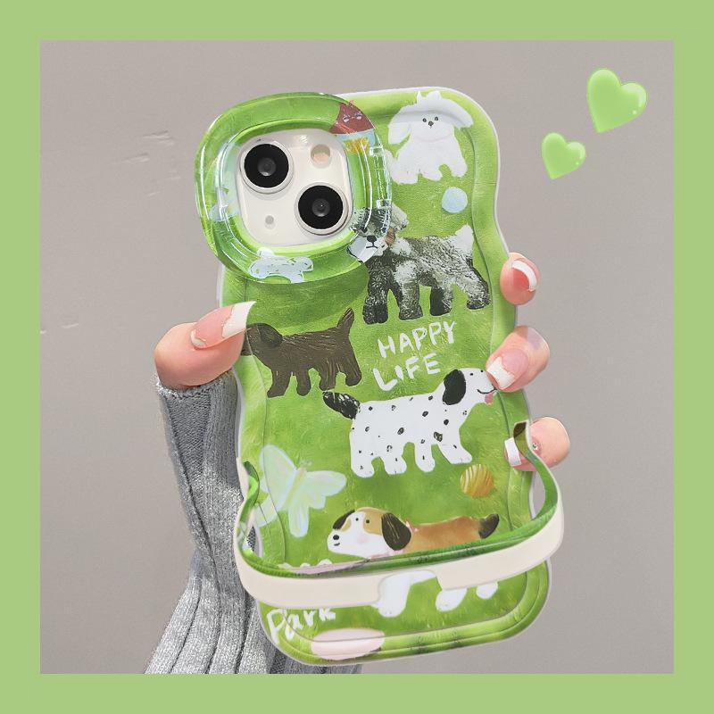 Grass Puppy Suitable for Apple 16pro Mobile Phone Case 15 Invisible Double Bracket 14 Silicone Anti-fall 13 Niche 12/11