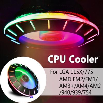 Neuer RGB CPU-Kühler RGB-Lüfter Universeller leiser Kühler Kühlkörperlüfter für LGA 115X/775 AMD FM2/FM1/AM3+/AM4/AM2/940/939/754