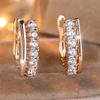 Single Row Round Stone White Zircon Hoop Earrings For Women Vintage Gold Color Wedding Party Jewelry
