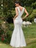 Ever-Pretty Women's Classic Double V-Neck Sequin Fishtail Maxi Dresses Evening Gowns