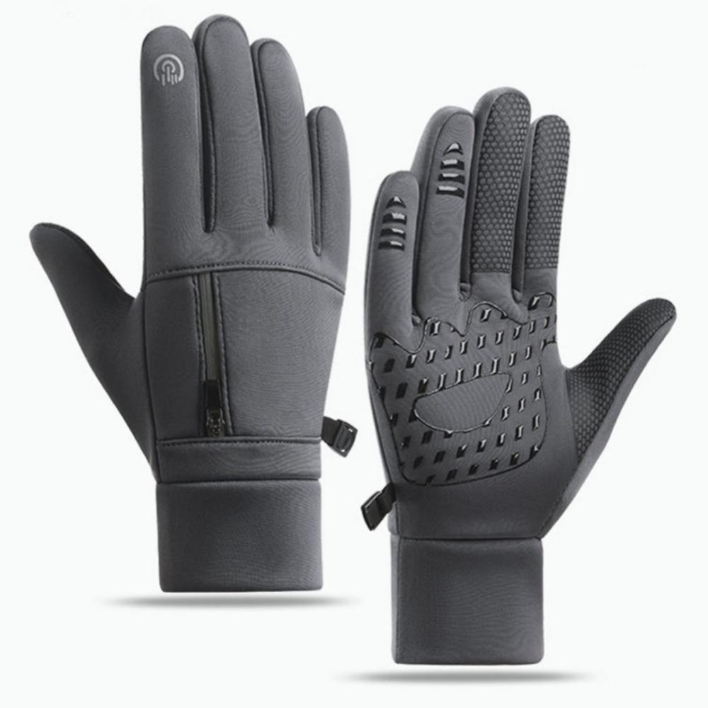 Men Winter Waterproof Cycling Gloves Sports Running Motorcycle Ski Touch Screen Fleece Gloves Non-slip Warm Full Fingers