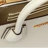 Michael Kors MK Mercer Solid Letter Logo Vintage Litchi Grain Leather Accordion Bag Women Handbags Cream 35S1GM9M2L-289
