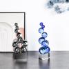 Glass Crafts Crystal Ball Abstract Geometric Crystal Sculpture Silver Ball Decorative Figurines Home Decoration Accessories