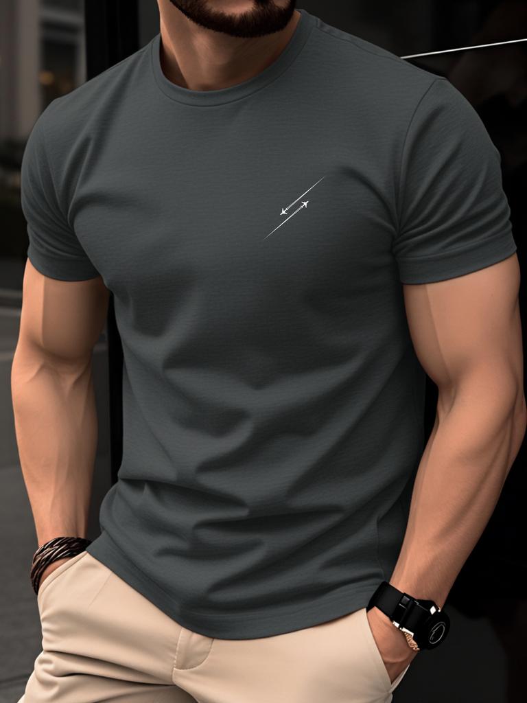 Summer Unisexs 100 Pure Cotton Casual Fashionable Loose Retro Compass Mountain Pattern Printed Round Neck Short Sleeved Tshirt