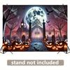 1 Piece of Halloween Ghost Night Scene Background Banner, Made of Polyester Fabric for Wall Covering, No Electricity Required
