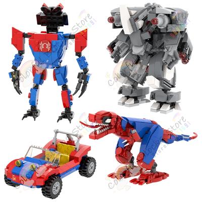 Sci-Fi Filmová Séria Stavebnice DIY Rhinoceros Mech Tyrannosaurus Pavúk Auto Spdr Mecha Modely Montážne Tehly Hračky Pre Deti