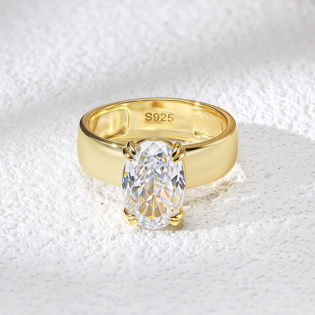OEVAS 4.5CT 8X12MM Oval Moissanite Rings for Women S925 Silver Sparkling Wedding ring Party Fine Jewelry Gift