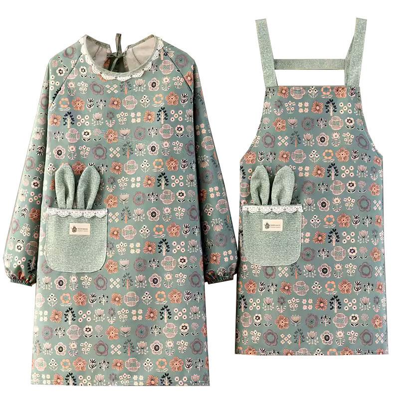 Canvas Long Sleeve Apron With Straps Oil Proof Wear Resistant Breathable Kitchen Fashion Home Work Uniform Waist Apron