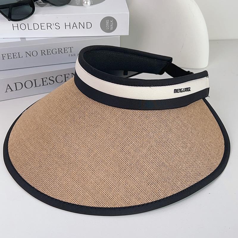 

Цветоблокированная полосатая шляпа от солнца с открытым верхом Летний новый стиль Папирус Шляпа от солнца с широкими полями для женщин Модная универсальная пляжная шляпа Adjustable