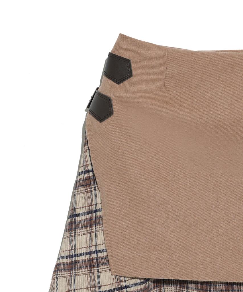High School Disco Layered Buckle Skirt_Beige