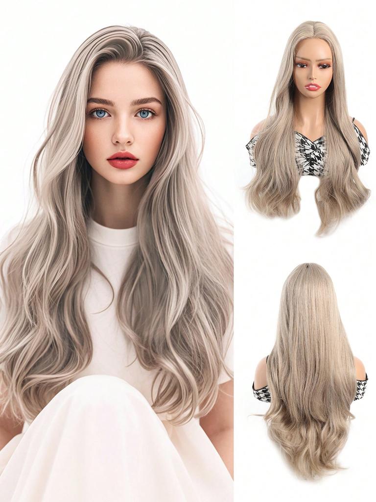 28 Inch Big Wavy Light Grey Wigs For Women Heat Resistant Fiber Wigs Beginners Friendly Wigs Perfort For Parties Halloween Christmas And Daily Use