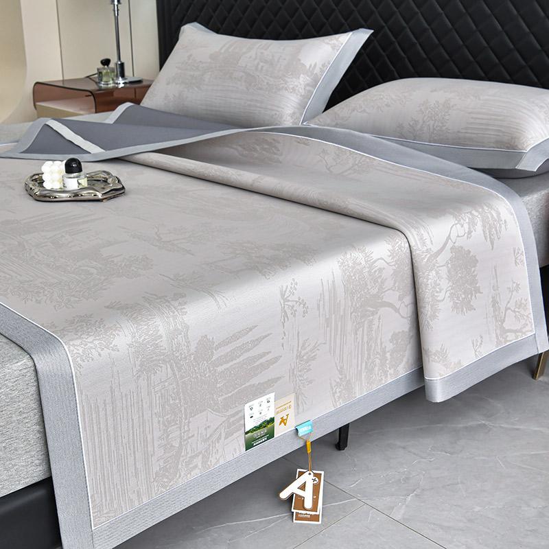 Thickened high-end A-class double PE high cooling cooling mat three piece set large jacquard ice silk mat cooling mat student dormitory mat