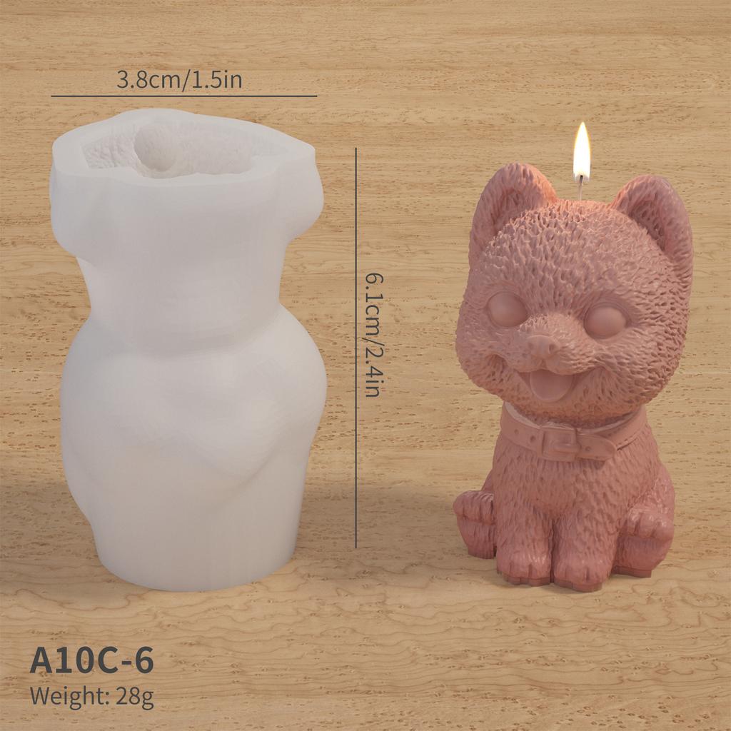 3D Dog Cat Silicone Candle Mold DIY Cute Animal Crystal Resin Mold Glue Gypsum Soap Mold For Candle Making Home Decoration Craft