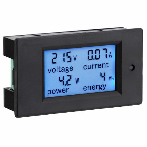 DROK AC Digital Voltmeter Ammeter, 80-260V, 20A LCD Display with Built-in Current Shunt, Multimeter for Voltage, Amperage, Power, and Energy, Blue Bac