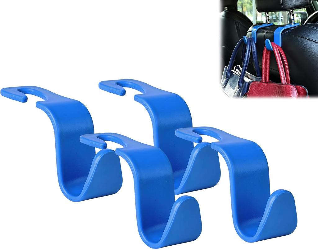 Car Seat Headrest Hook 4 Pack Hanger Storage Organizer Universal for Handbag Purse Coat fit Universal Vehicle Car Black S Type