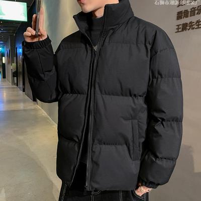 Winter Cotton Clothes Men's Trendy Brand Handsome Stand-up Collar Jacket Trendy Velvet Cotton Clothes Thickened Short Bread Clothes