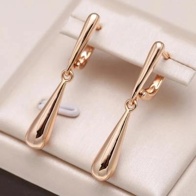 Glänzende baumelnde Ohrringe für Frauen, goldfarben, einfache Wassertropfen, lange Ohrringe, edler Schmuck für den Alltag