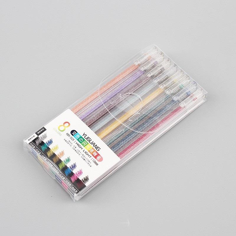 8pcs/Set Glitter Gel Pens for Coloring Books Scrapbooking Drawing Writing