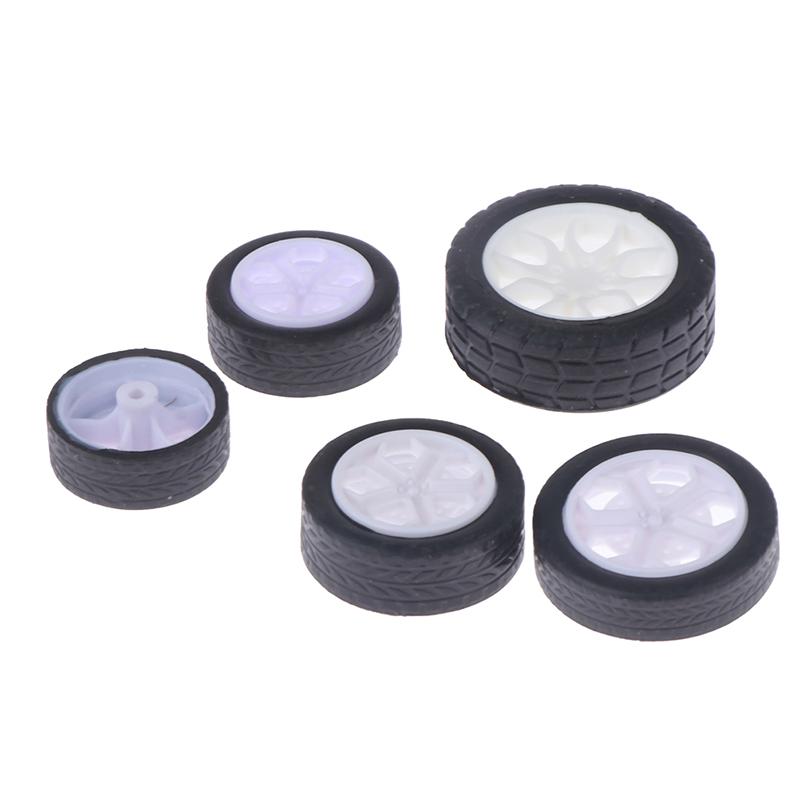 10Pcs Pc Toy Wheel Rubber Rim Tyres Diy Mini Technology 4Wd Colorful Tires Hole
