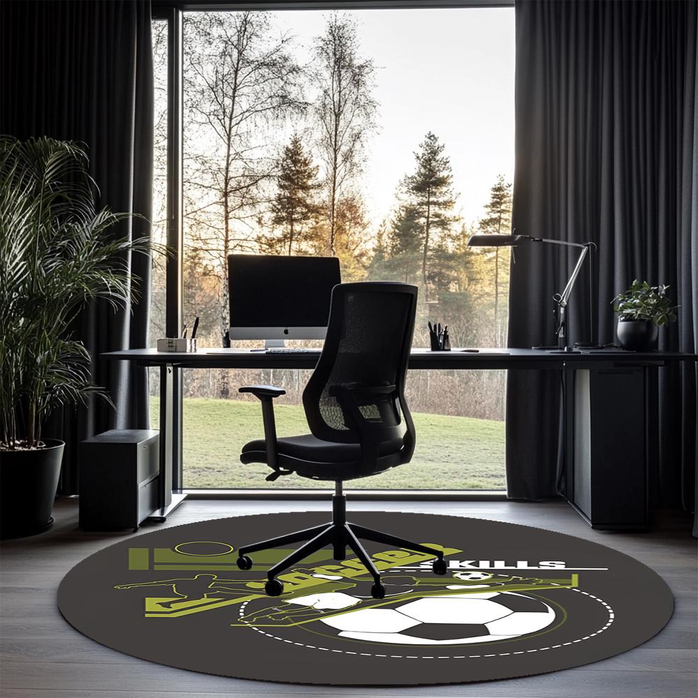 Fußball bedruckter runder Teppich Teppich Stuhlteppich Läufer Eingang Fußmatten, für Bürostuhl Wohnzimmer Schlafzimmer Küche.