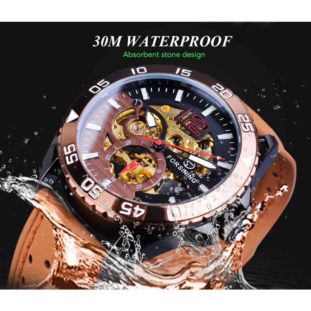 Forsining Men's Fashion Casual Hollow Waterproof Automatic Mechanical Watch GMT1155-1-A