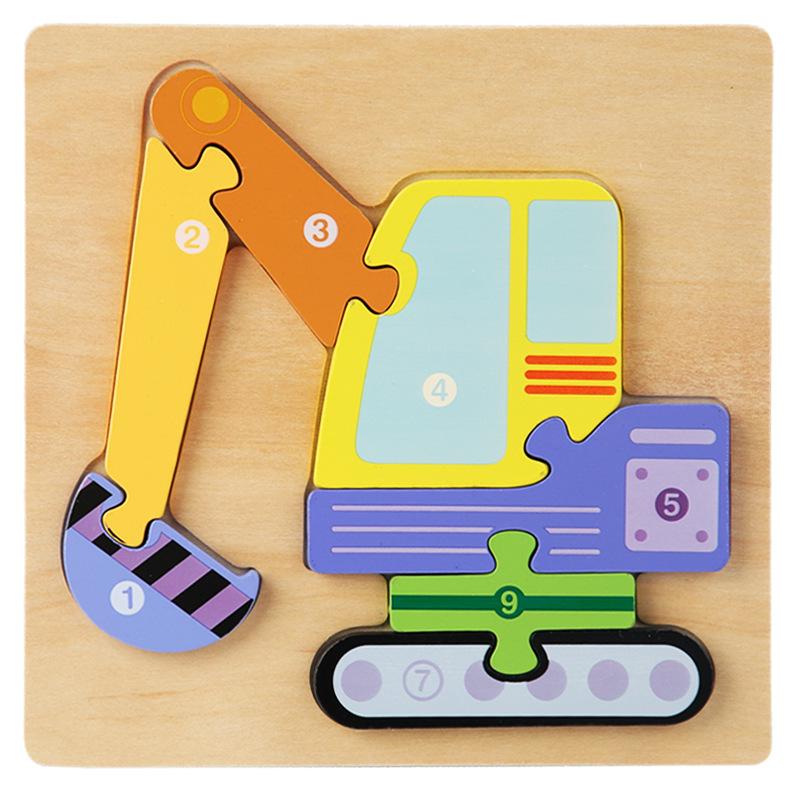 Wooden Traffic Animal Puzzle Blocks - Educational Early Learning Toy for Children and Babies