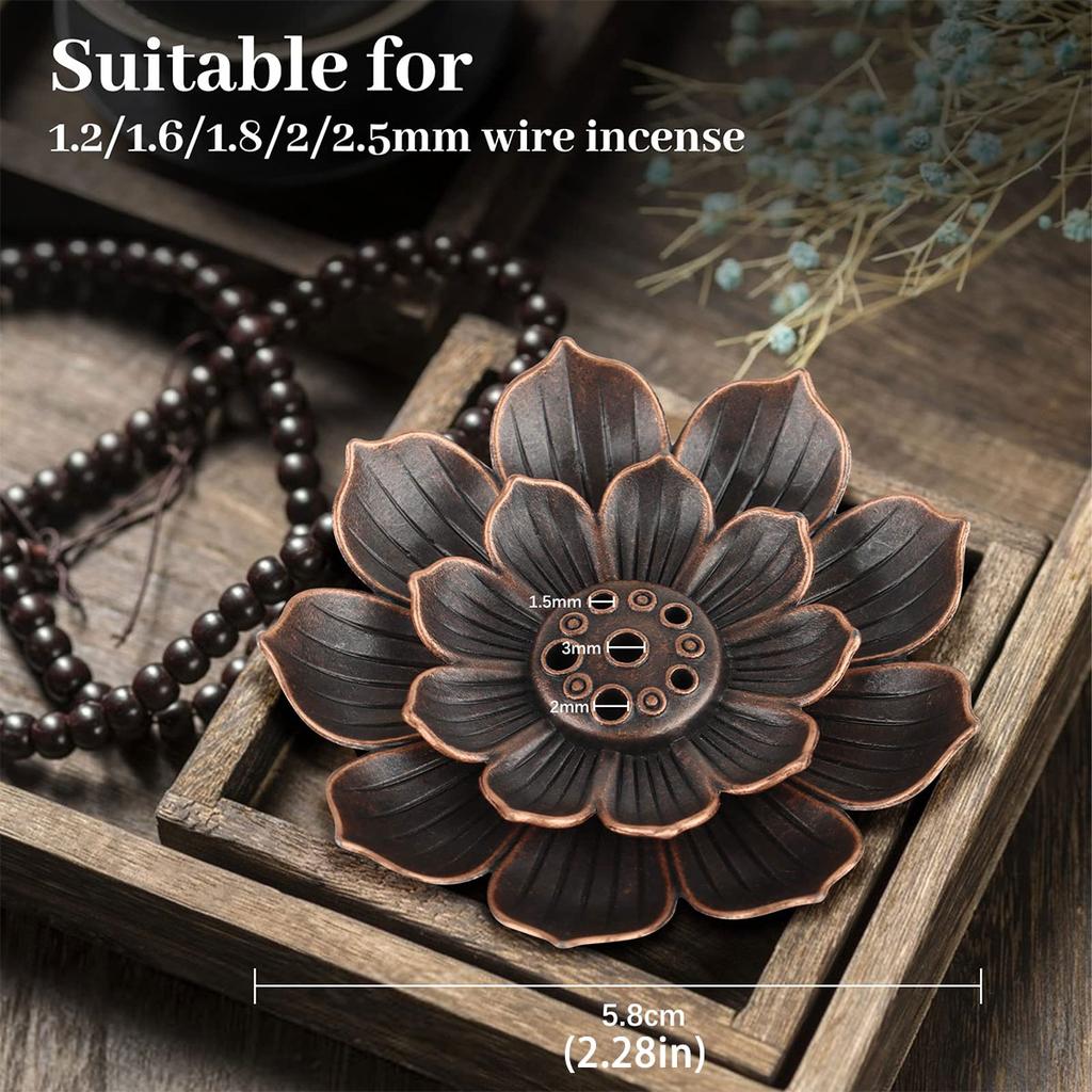 Creative Brass Lotus Fragrance Seat Cen Seat 6-Hole With Ash Collector Rod Incense Burner Decoration