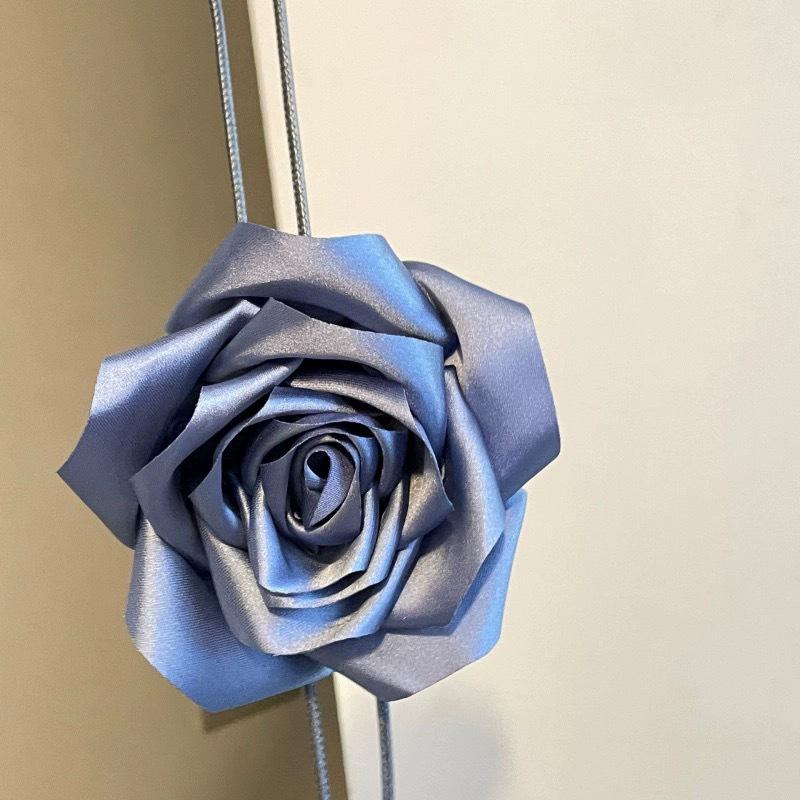 Vintage Rose Satin Flower Necklace & Hairband Choker - Versatile Women's Waist Accessory