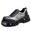 Thick-soled heightening metal rivets heavy industry trendy shoes new autumn iron element muffin big head leather shoes