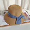 Vintage Big Eaves Hat Straw Hat Women Spring and Summer Bow Straw Bucket Hat Sunscreen Sunshade Beach Hat Sun Hat