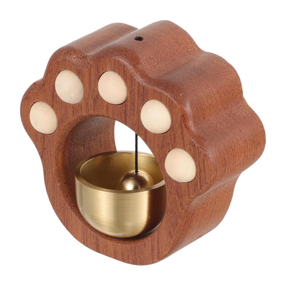 

Cat Claw Doorbell Wooden Doorbell Magnetic Cat Paw Doorbell Wooden Shopkeeper Bell Decorative Hanging Wind Chime for Home Office коричневий