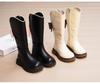 Girls' Fleece-Lined High-Top Long Leather Boots - 2025 Autumn/Winter Collection