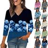 3/4 Sleeve Shirts For Women  Print Graphic Tees Blouses Casual Plus Size Basic Tops Pullover