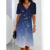Damen V-Ausschnitt Kurzarm 3D Regenbogen Farbverlauf Druck Minikleid Lässig Elegant Farbverlauf Farbwechsel Kleid