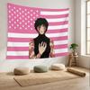 JJujutsu Kaisen Maki Zenin Tapestry Pink American Flag Anime Wall Hanging Manga Character Poster Tapestry for Bedroom Otaku