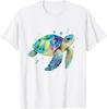Watercolor Sea Turtle Graphic Tee Breathable Cotton Casual T-Shirt for Men Beach Trip
