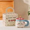 Cute Birthday Cat Candle Mug with Lid & Spoon - Heart Coffee Cup Gift