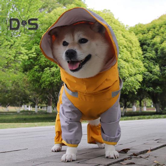 Pet Raincoat Hooded Dog Rain Jacket Double Layer Waterproof Poncho Outdoor Rainwear Clothing for Small Medium Dogs