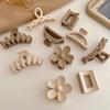 Kvinnlig Elegant Brun Beige Blomma Geometrisk Hårklo Dam Temperament Solid Hårklämma Tandad Hårnål Mode Håraccessoarer