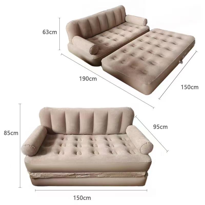 Inflatable Sofa Bed with Built-in Storage and Foldable Mat for Outdoor Camping
