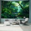 Green Tropical Forest Tapestry Wall Hanging Bohemian Hippie Minimalist Natural Art Room Bedroom Home Decor Background Cloth