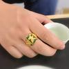 Premium Gold AU999 Men's Rings Fashionable Domineering Eagle Ring 24 Real Gold Large-picture Ring Inlaid Agate Cedar Ring