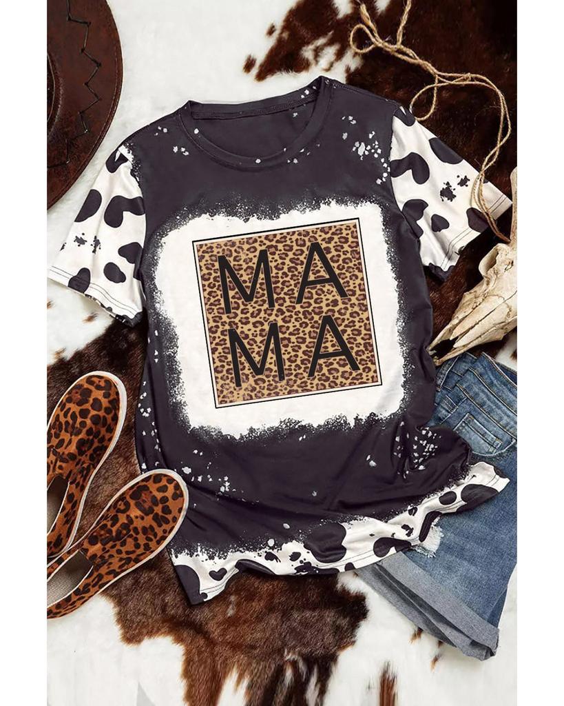 Azura Exchange Tricou cu guler rotund și grafică leopardă