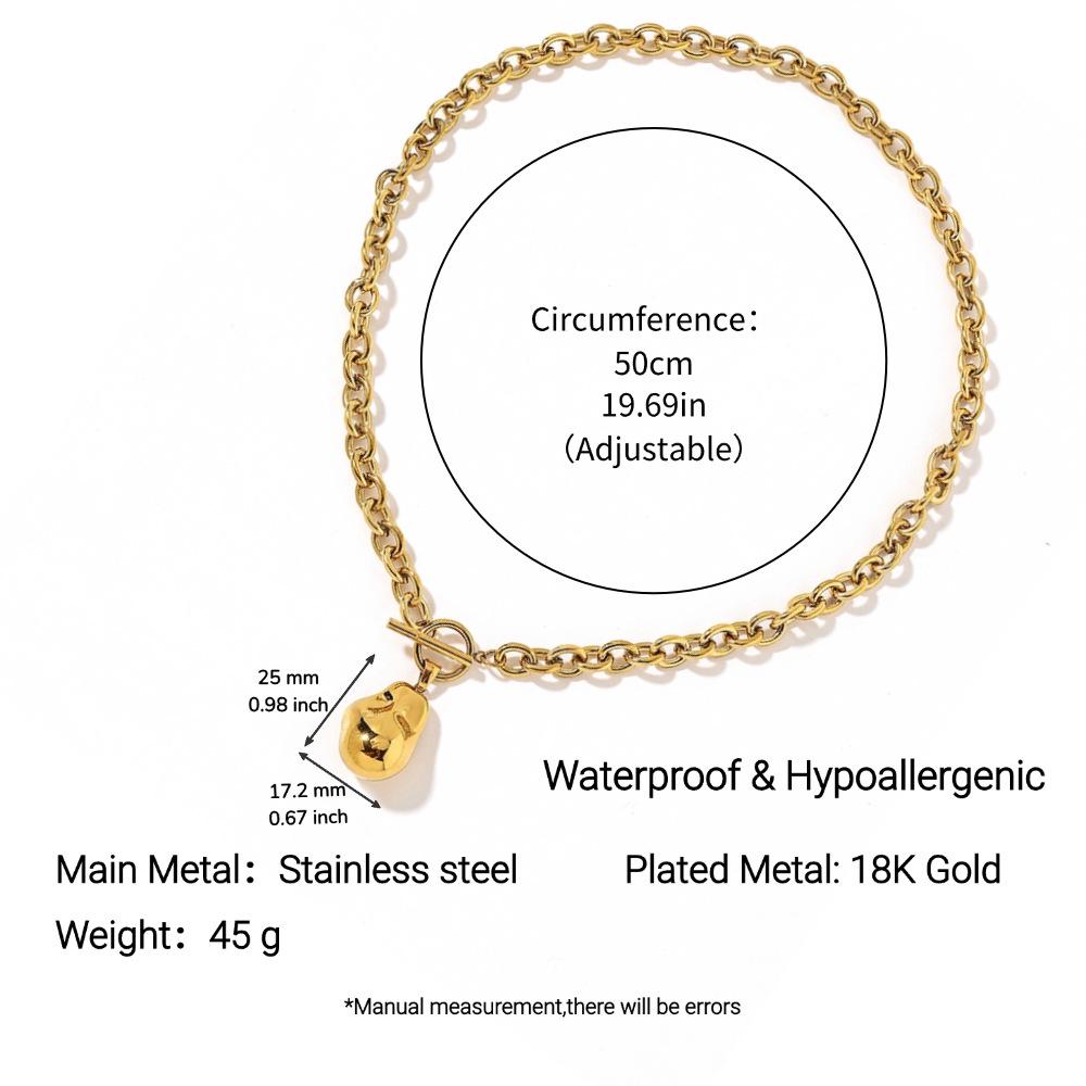 18k Gold-Plated Stainless Steel & Titanium European-American Baroque Pearl Necklace with OT Buckle